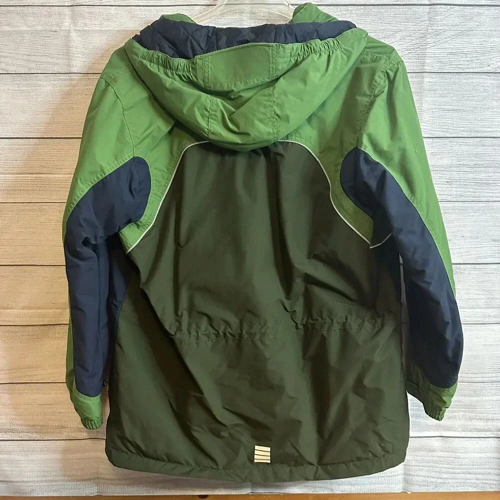 L.L. Bean Windbreaker Jacket Boys XLarge Green Full Zip Hooded Lined Long Sleeve